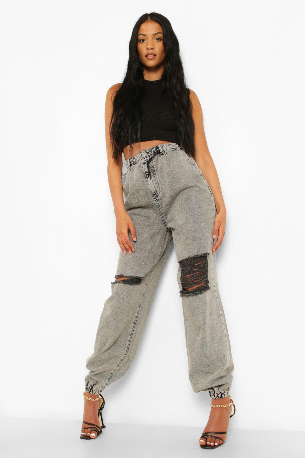 denim cuffed joggers