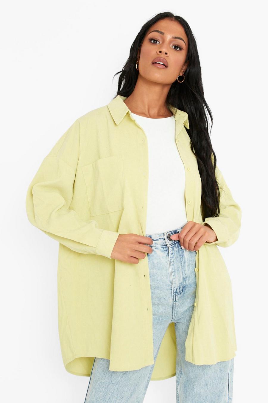 Lime Tall Baby Cord Oversized Shirt image number 1