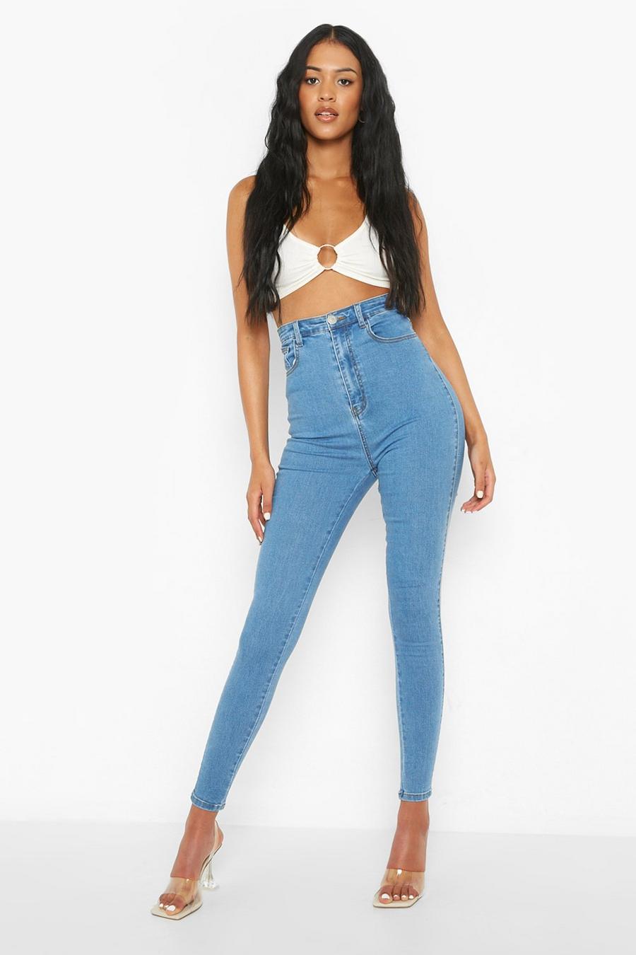 Blue Tall Lace Up Back Shaper Skinny Jeans