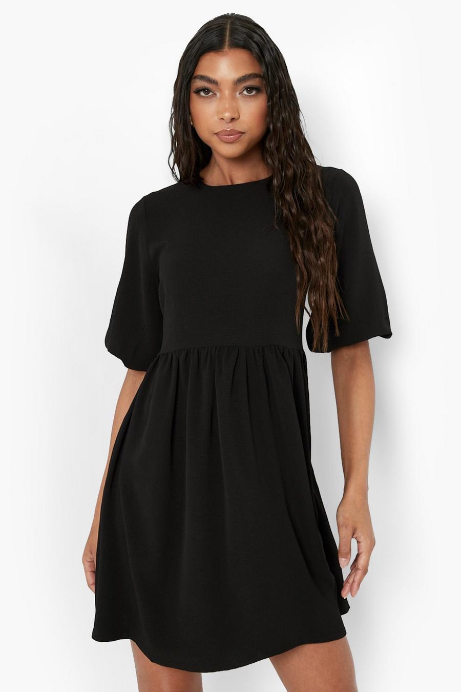 Black Tall Woven Smock Dress image number 1