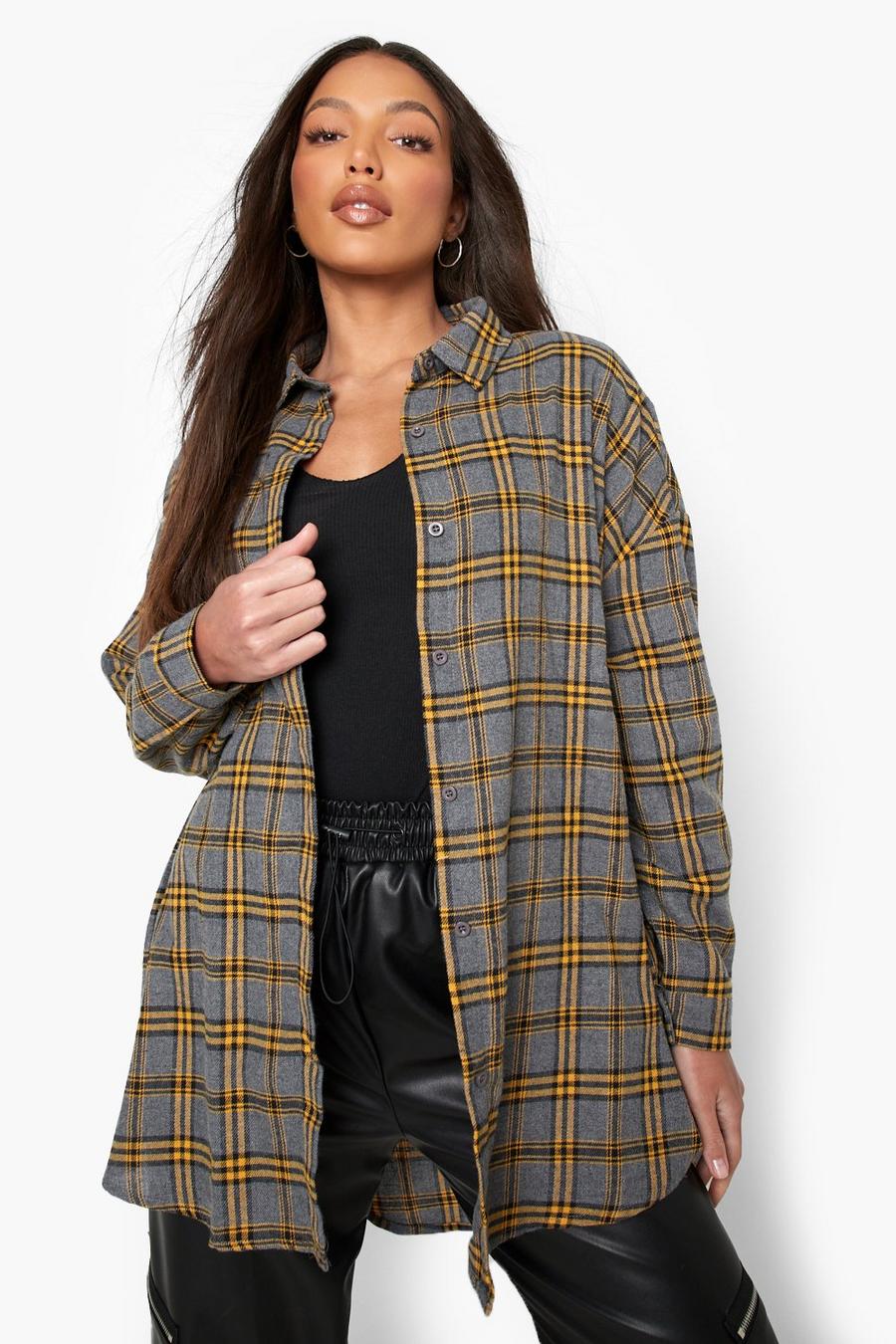 Charcoal Tall Oversized Check Shirt image number 1