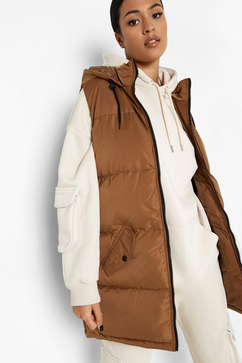 Tall Hooded Longline Puffer Vest