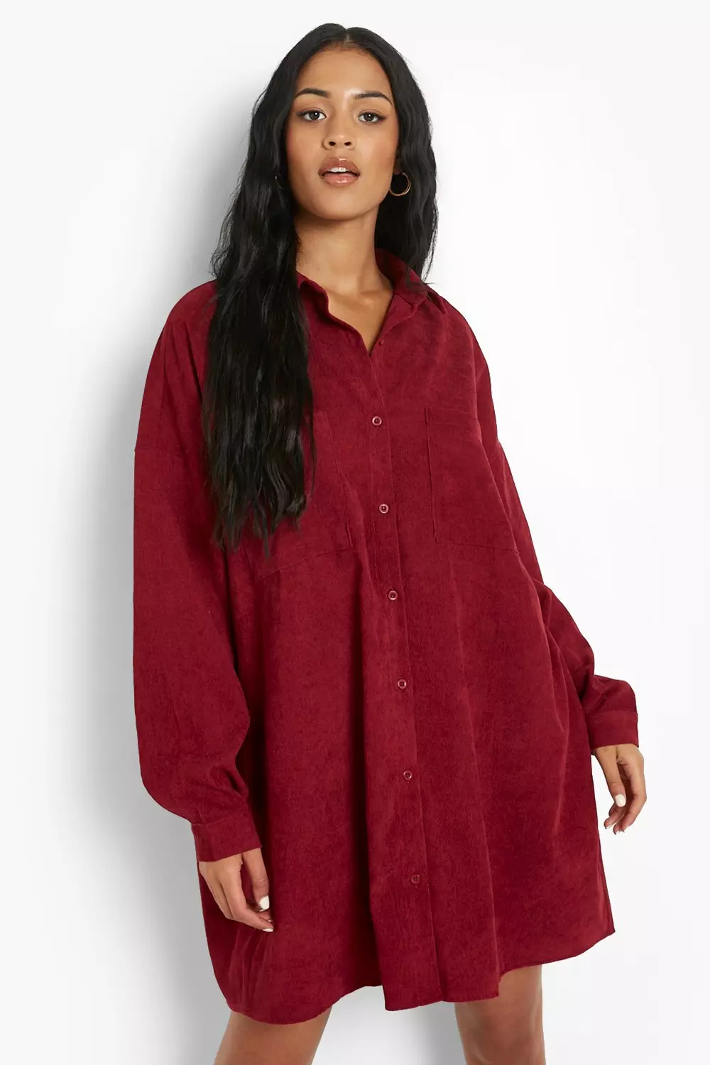 Oversized cord shop shirt dress