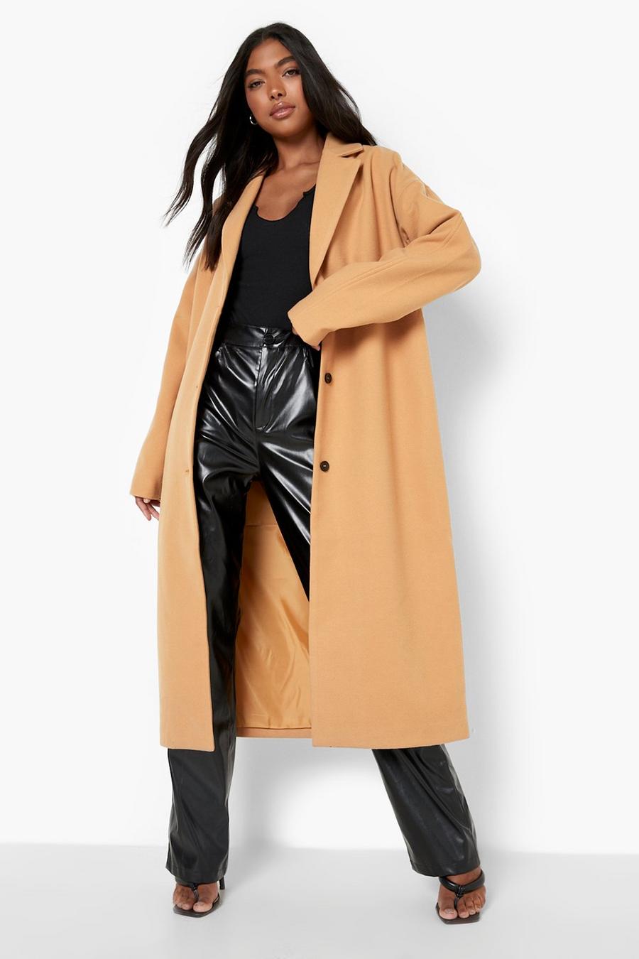 Camel Tall Wool Look Oversized Coat image number 1