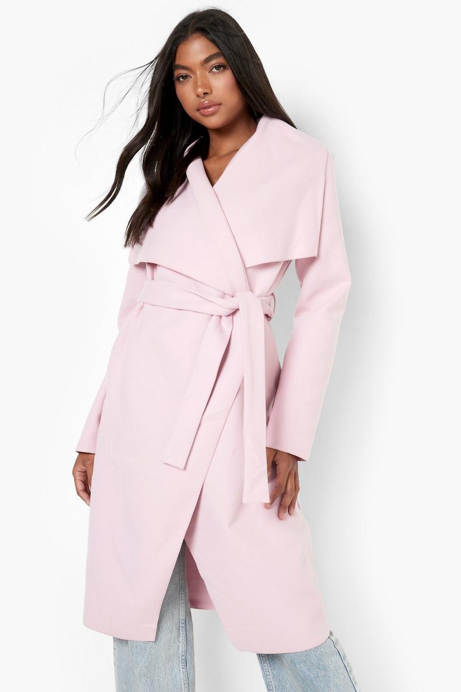 Lilac Tall Wool Look Waterfall Belted Coat