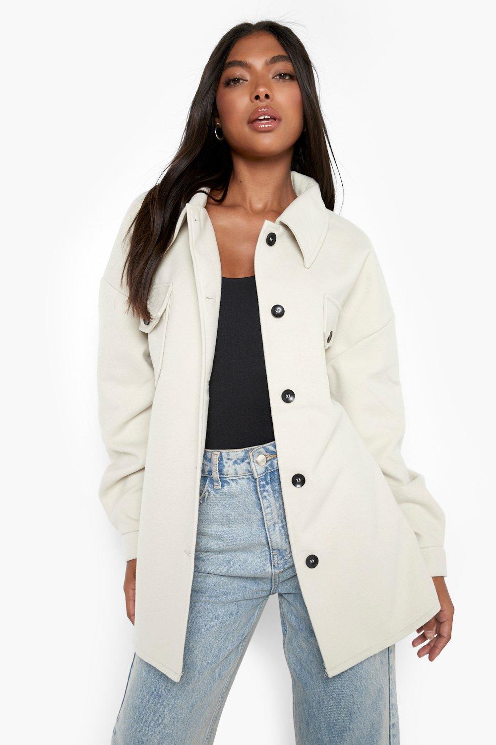 tall wool belted shacket coat