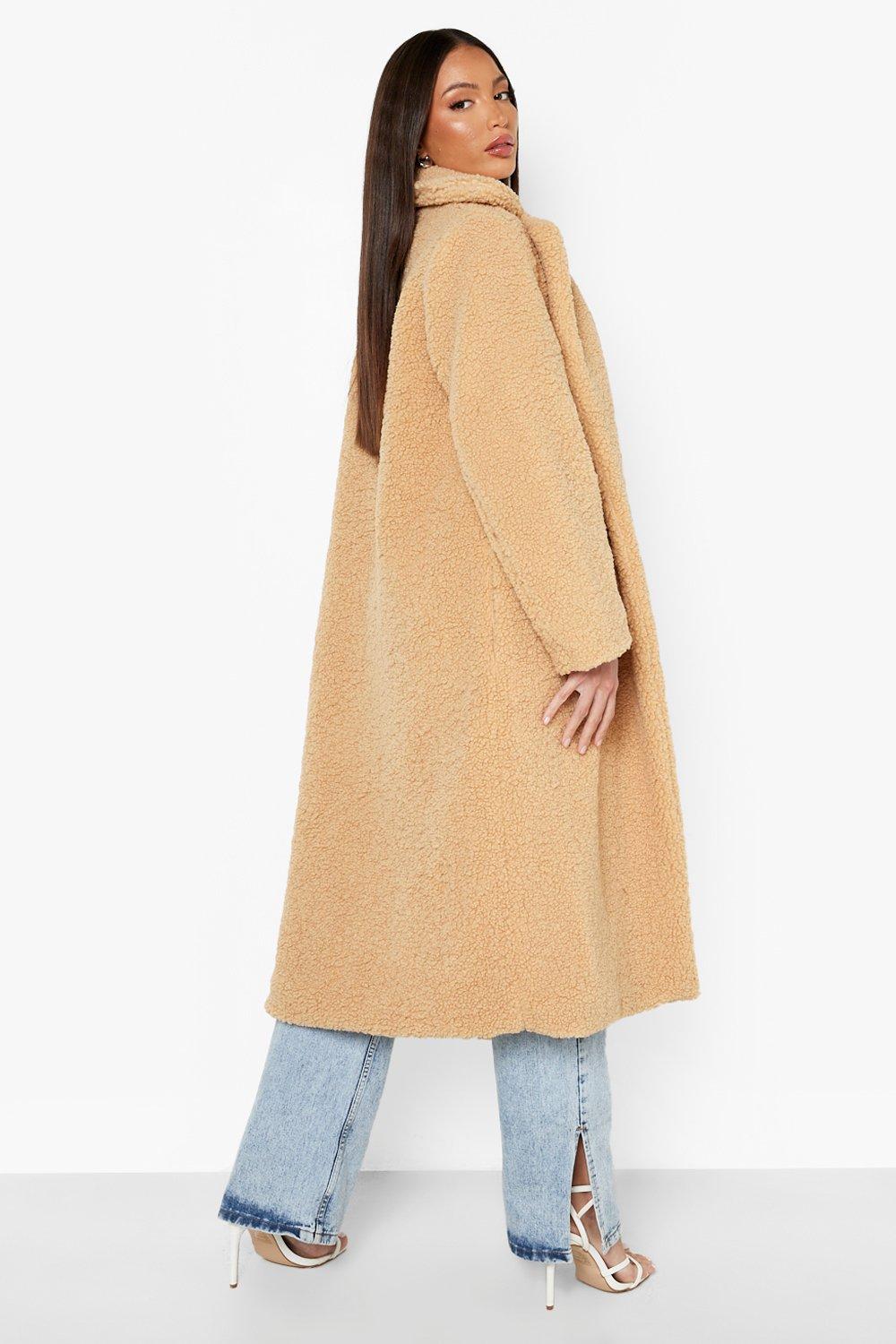 Women's Longline Teddy Faux Fur Coat