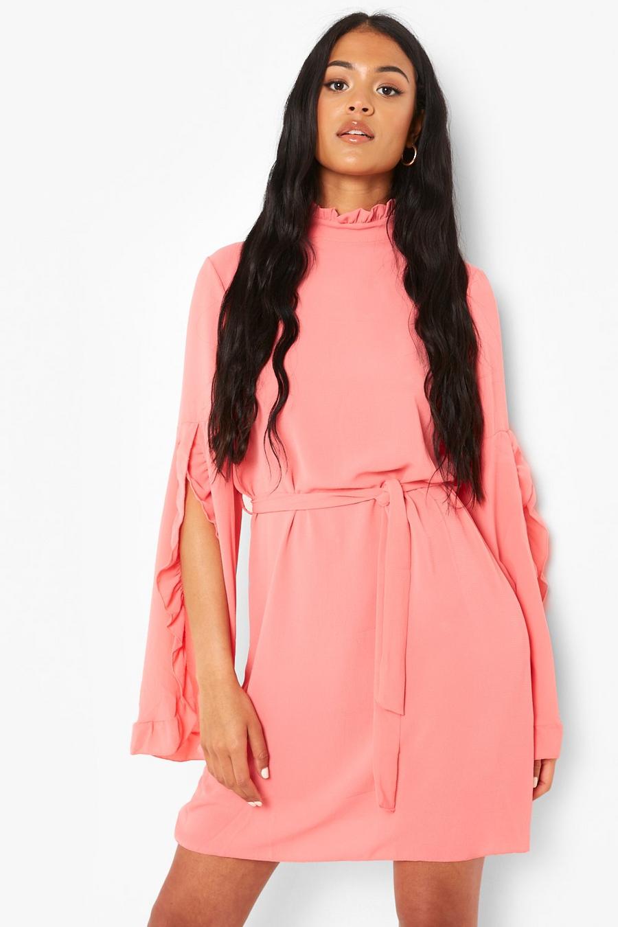 Pink Tall High Neck Wide Sleeve Shift Dress image number 1