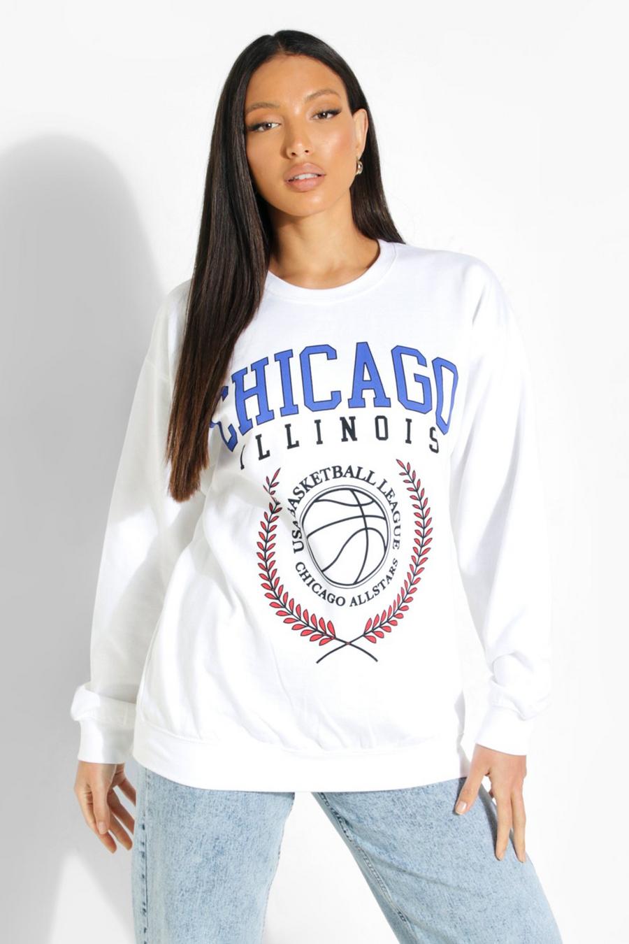 White Tall 'Chicago' Print Sweatshirt image number 1