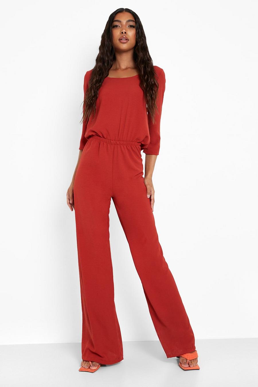 Berry Tall 3/4 Sleeve Scoop Neck Wide Leg Jumpsuit image number 1