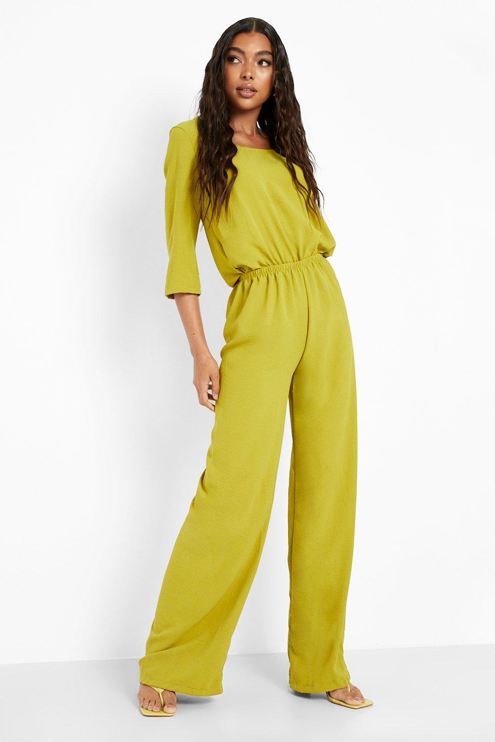 Tall 3/4 Sleeve Scoop Neck Wide Leg Jumpsuit