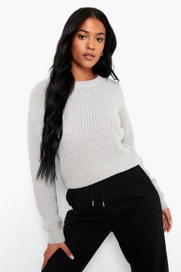 Tall Basic Recycled Crew Neck Crop Sweater grey