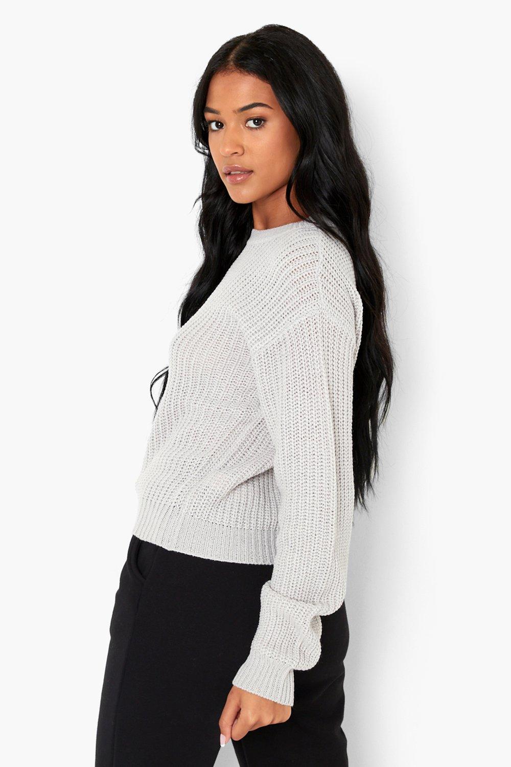 Crew neck cropped clearance sweater