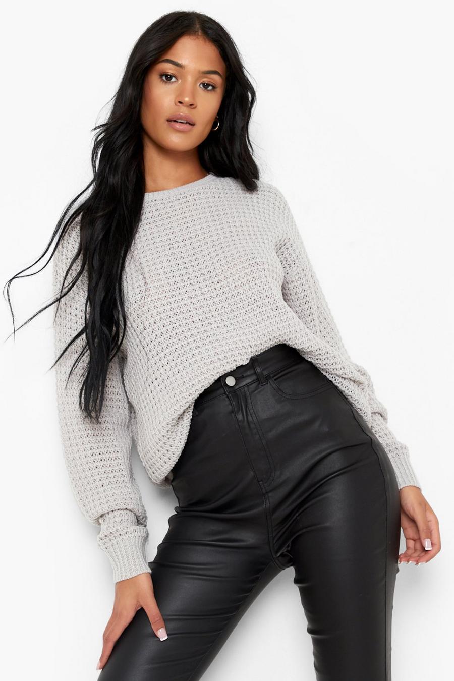 Grey Tall Waffle Knit Jumper image number 1