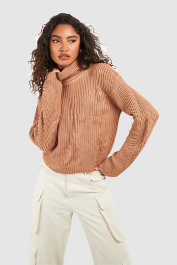 Tall Basic Recycled Turtleneck Crop Sweater camel