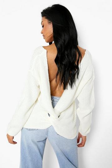 Tall Recycled Twist Back Sweater cream