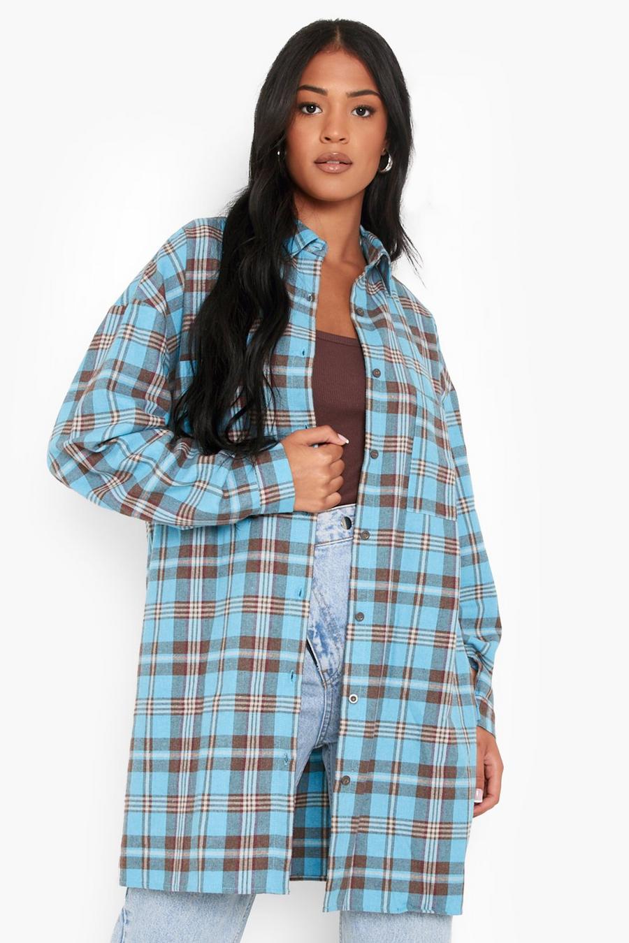 Light blue Tall Oversized Check Shirt image number 1