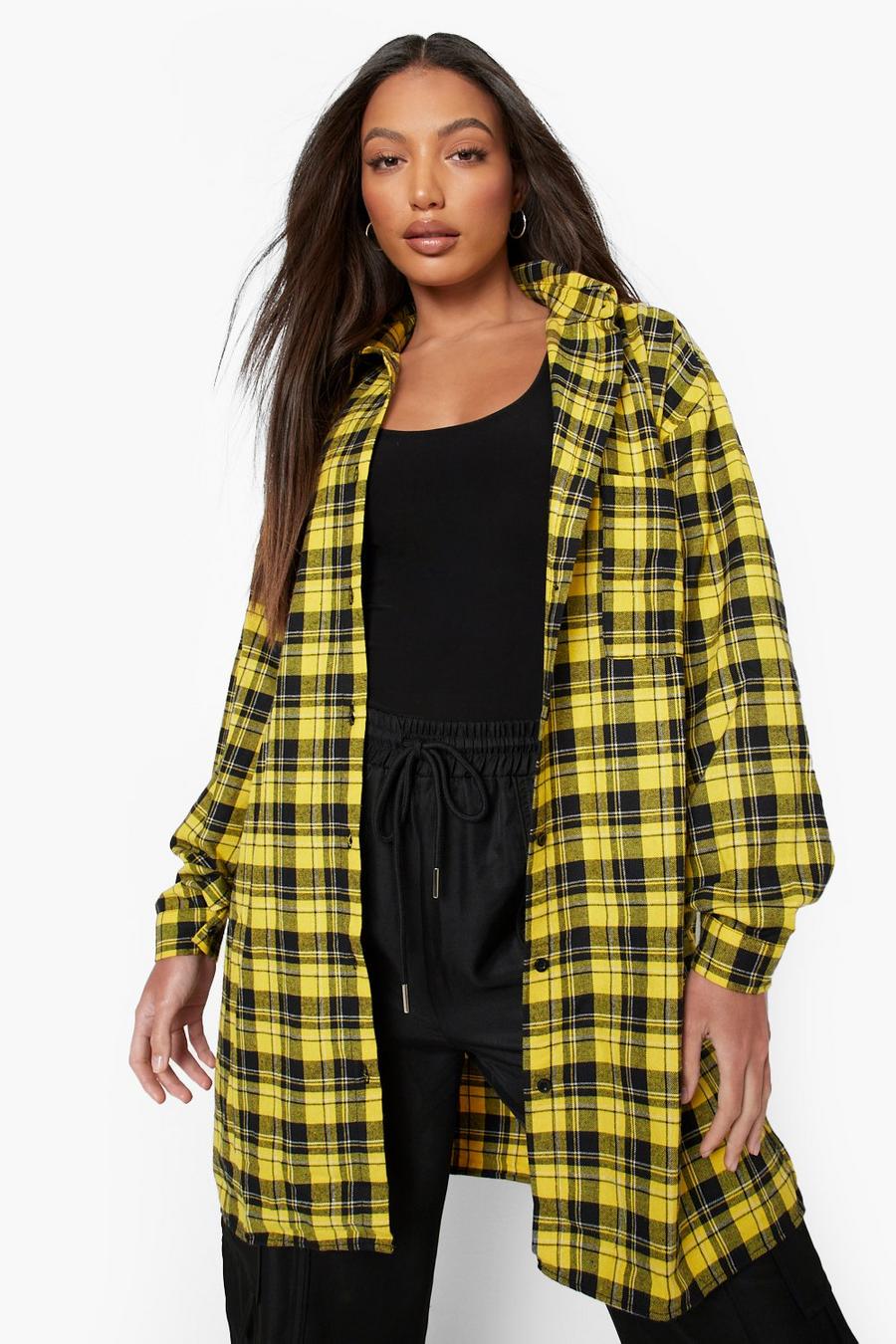 Yellow Tall Oversized Check Shirt image number 1