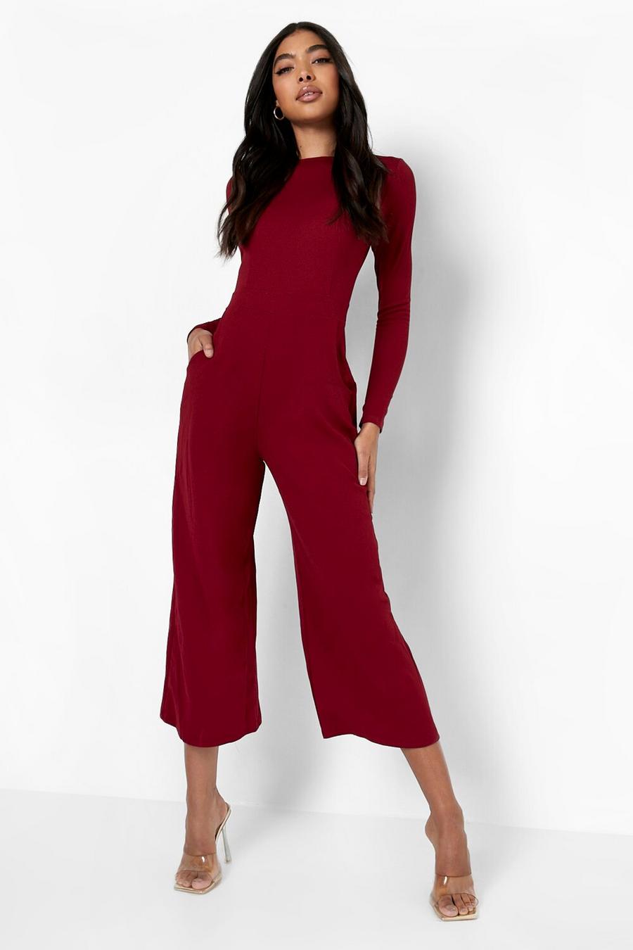 Berry Tall Long Sleeve Tailored Jumpsuit image number 1