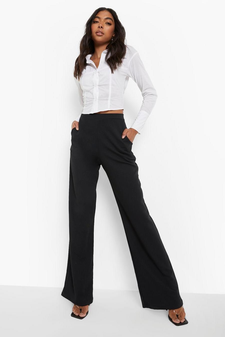 שחור מכנסיים High Waisted מבד ממוחזר לנשים גבוהות image number 1