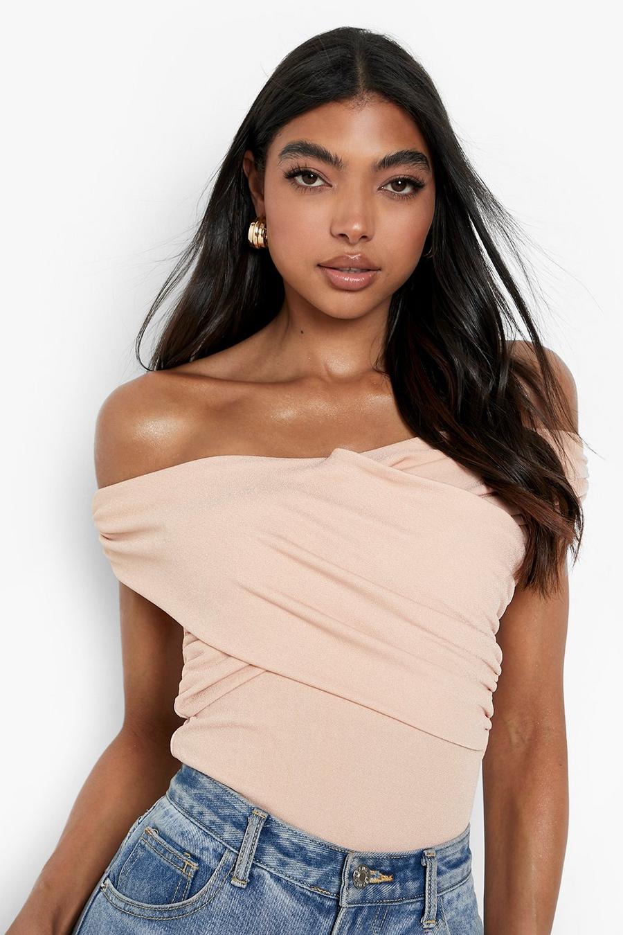 Nude Tall Recycled Off The Shoulder Ruched Detail Bodysuit image number 1