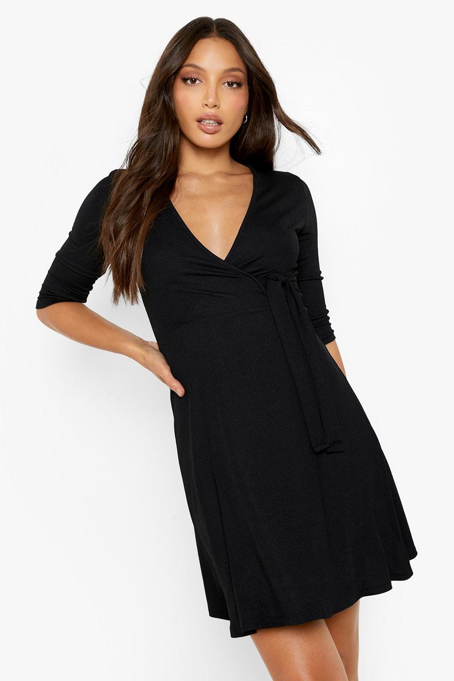 Black negro Tall Recycled Wrap And Skater Dress