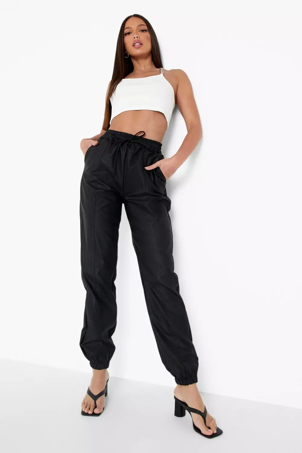 Tall best sale leather joggers