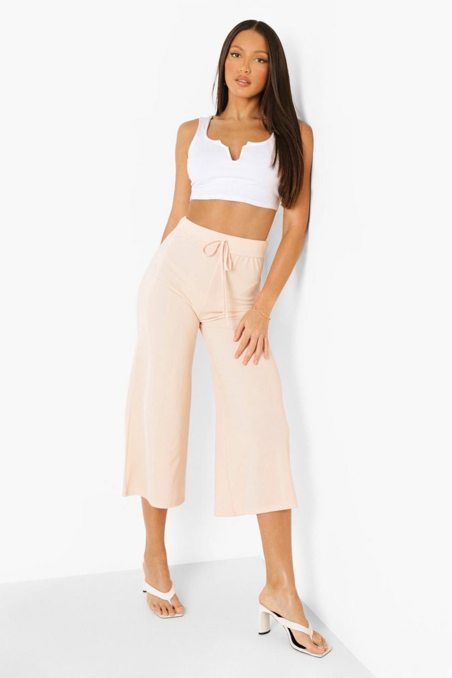 Blush Tall Basic Tie Waist Woven Crepe Culottes image number 1