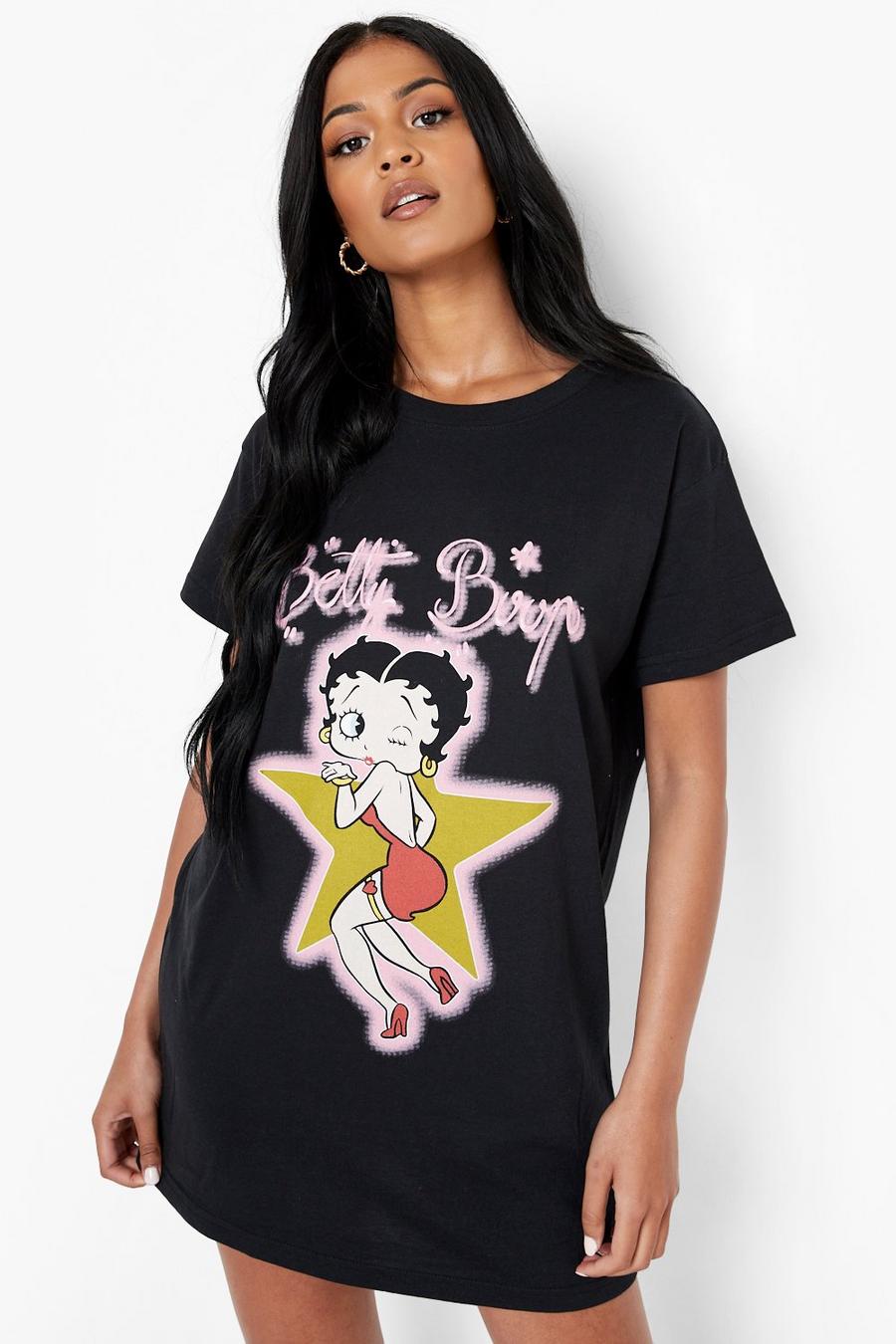 Black Tall Betty Boop Licensed T-shirt Dress image number 1