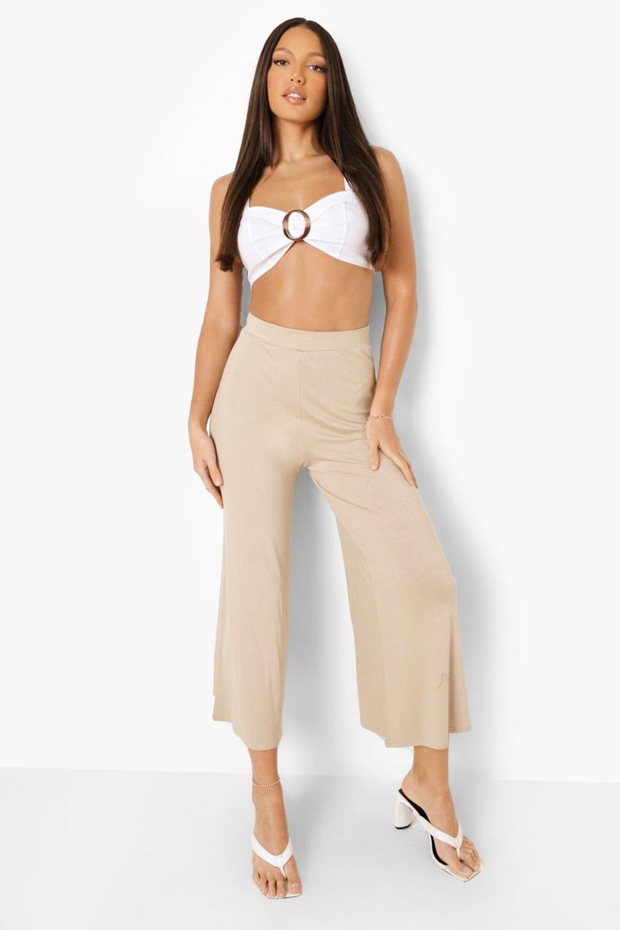 Stone Tall Super Flare Jersey Knit Wide Leg Culottes image number 1