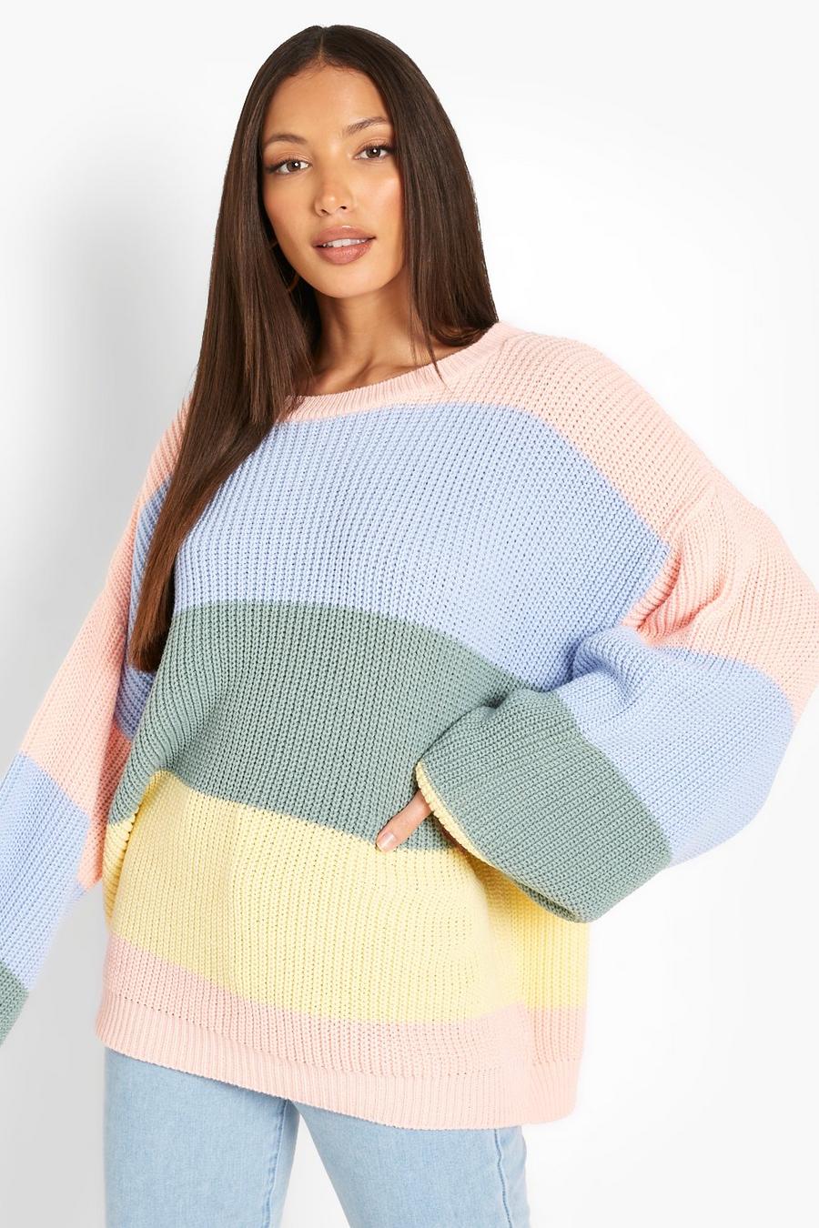Lilac Tall Stripe Knitted Jumper image number 1