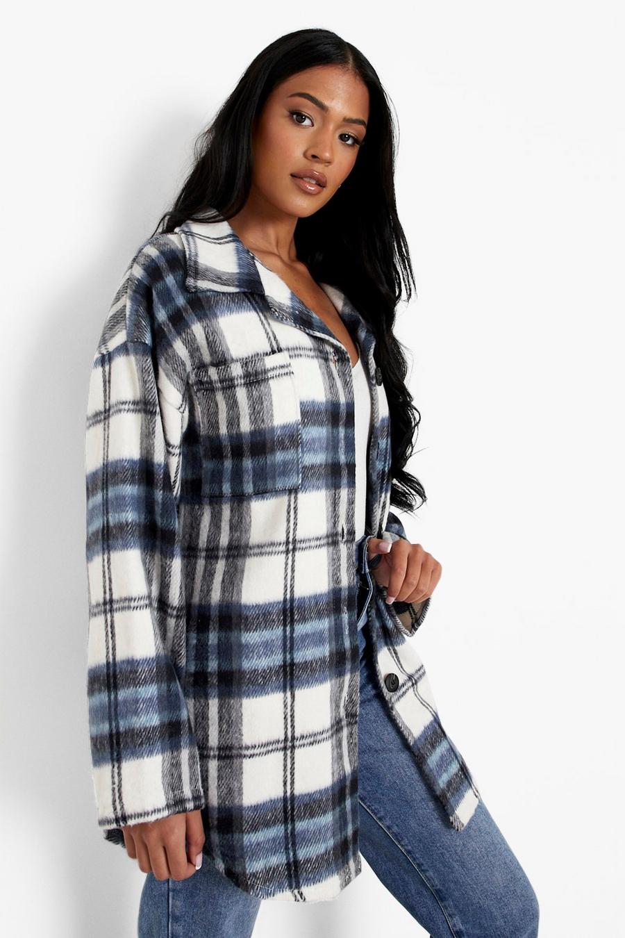 Blue Tall Oversized Check Shacket image number 1