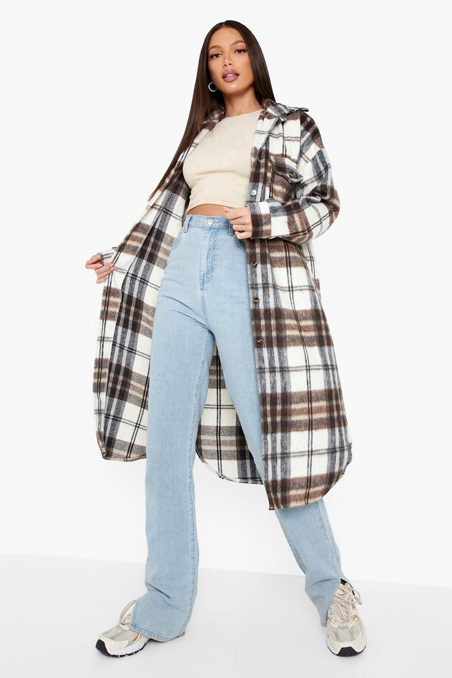 Stone Tall Longline Check Shacket image number 1