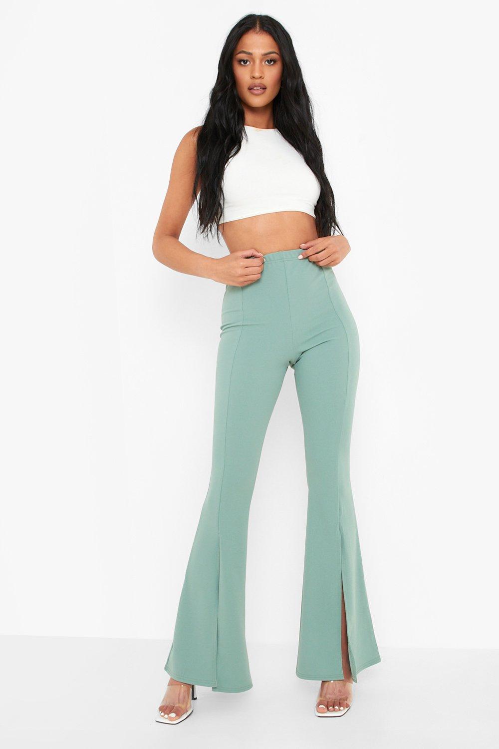 LTS Tall Women's Bright Green Split Front Slim Trousers