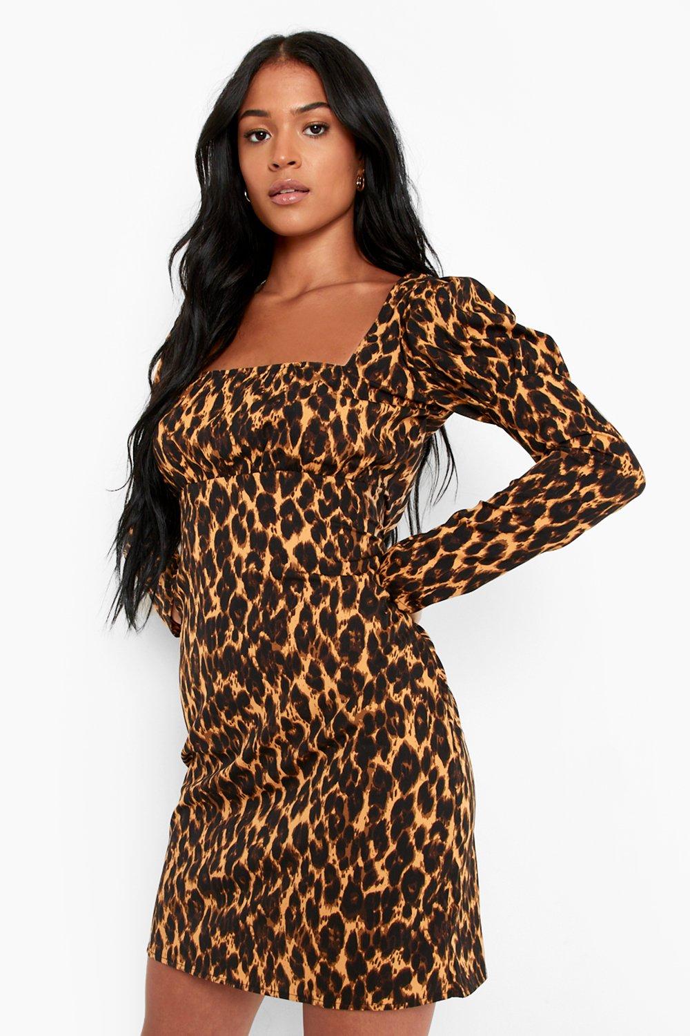 Tall Leopard Print Mini Dress | Boohoo ...