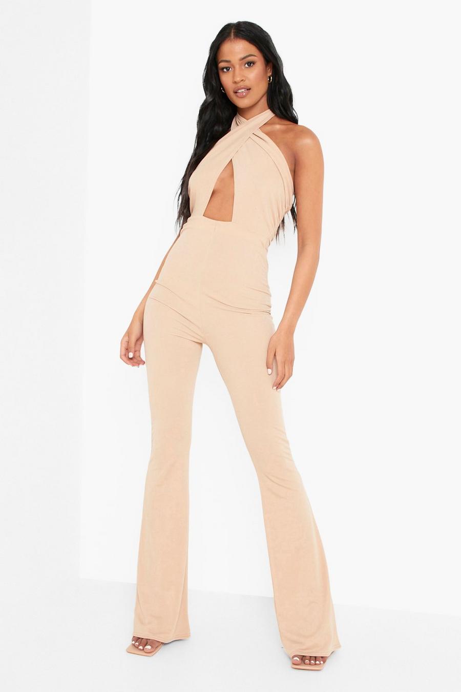 Stone Tall Tie Neck Wide Leg Jumpsuit image number 1