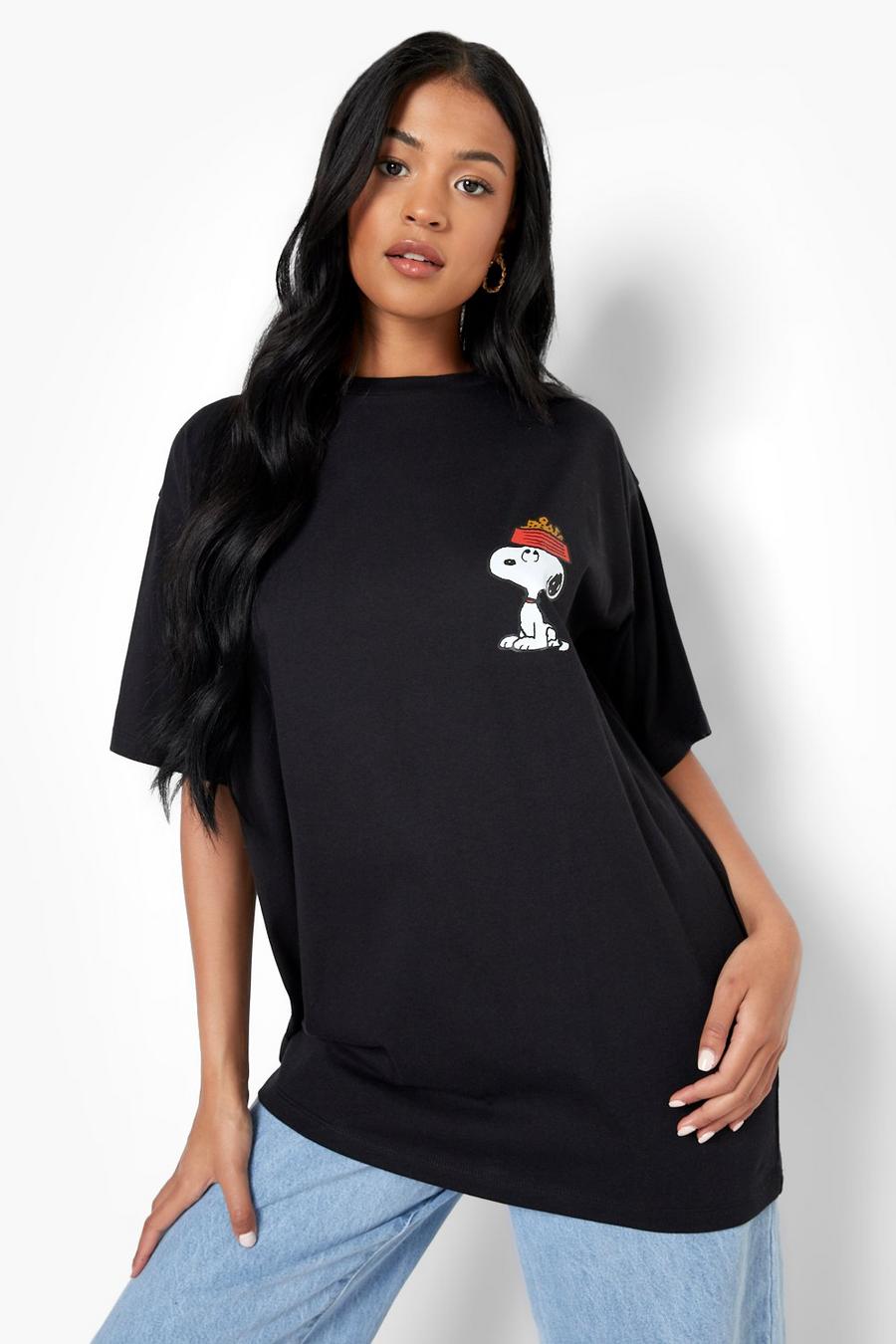 Black Tall Snoopy Licensed Print T-shirt image number 1