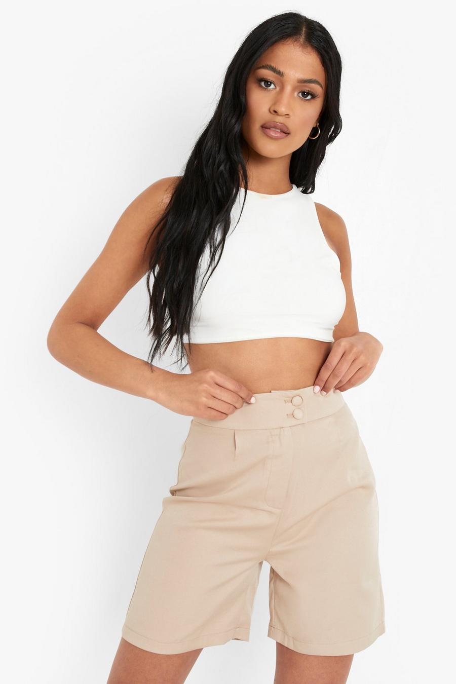 Stone beige Tall Getailleerde City Shorts Met Hoge Taille image number 1