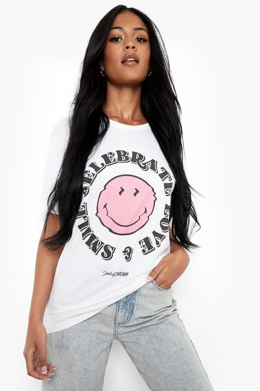 White Tall Licensed Smiley Graphic T-Shirt image number 1