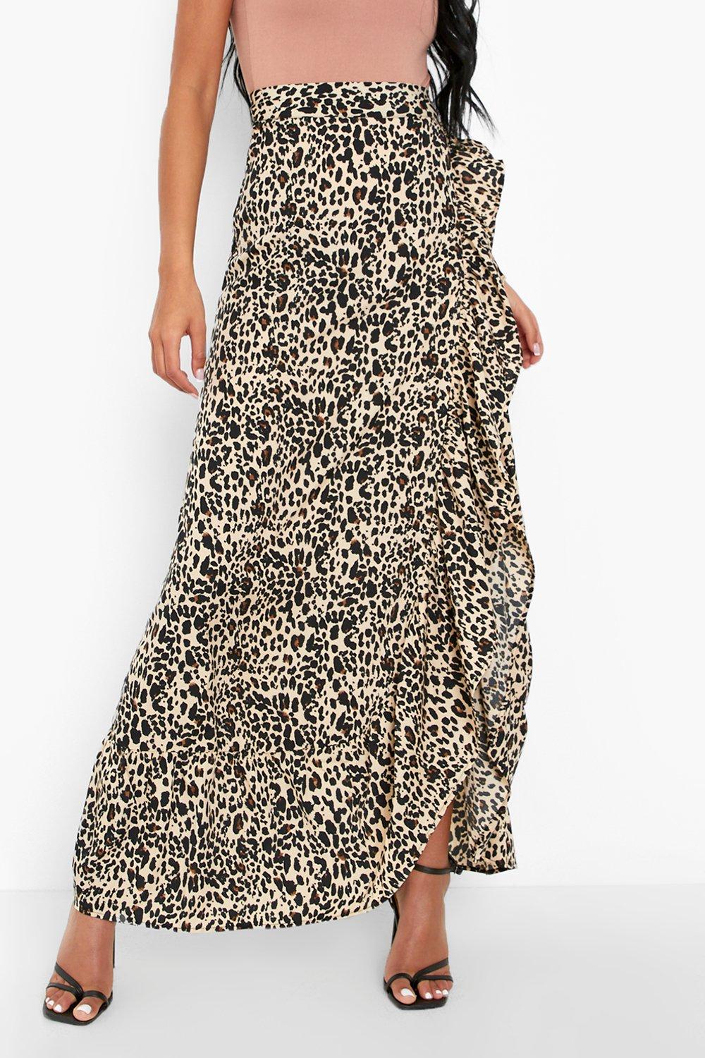 Leopard ruffle maxi skirt hotsell