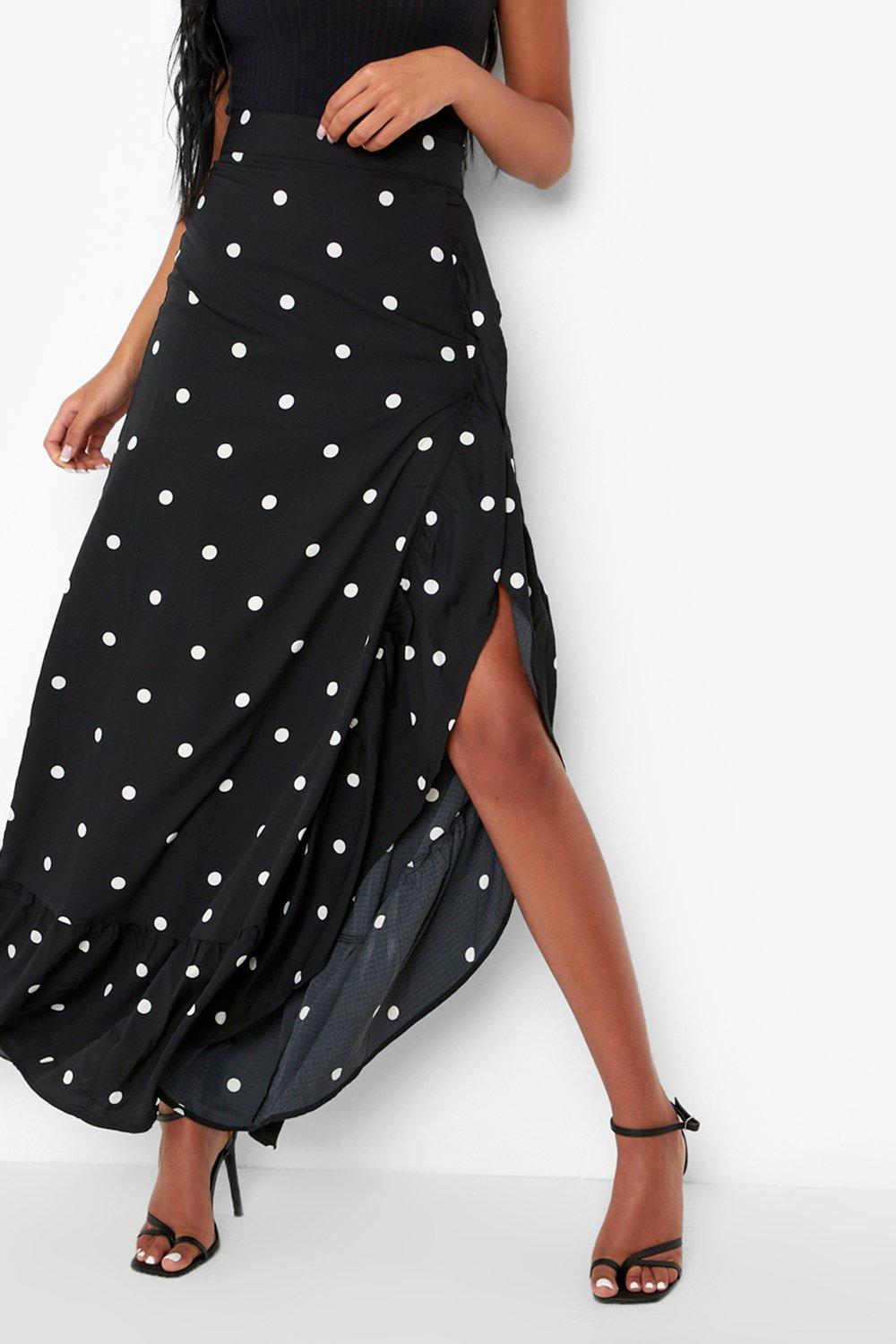 Tall Polka Dot Wrap Midi Skirt boohoo