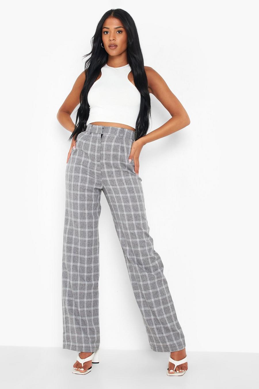 Black Tall Wide Leg Check Trouser image number 1