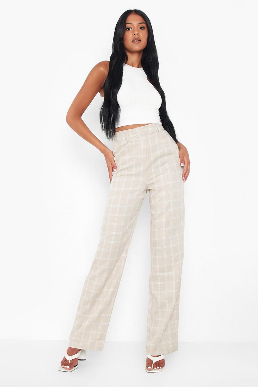 Stone Tall Wide Leg Check Trouser image number 1