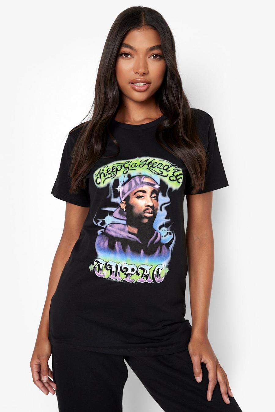 Black Tall Tupac Licensed T-Shirt image number 1