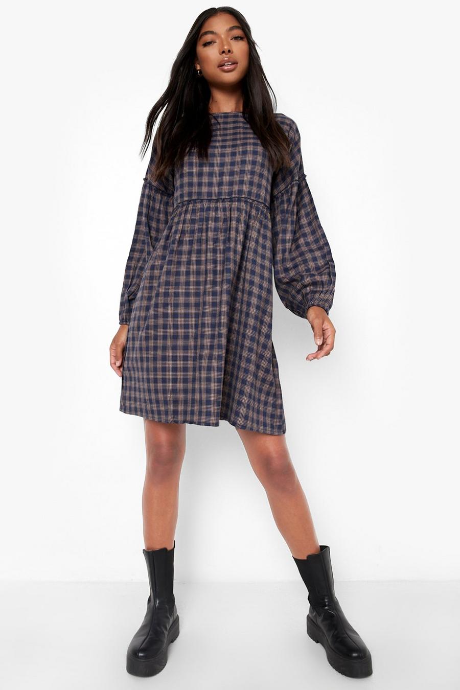 Blue Tall Check Smock Dress image number 1