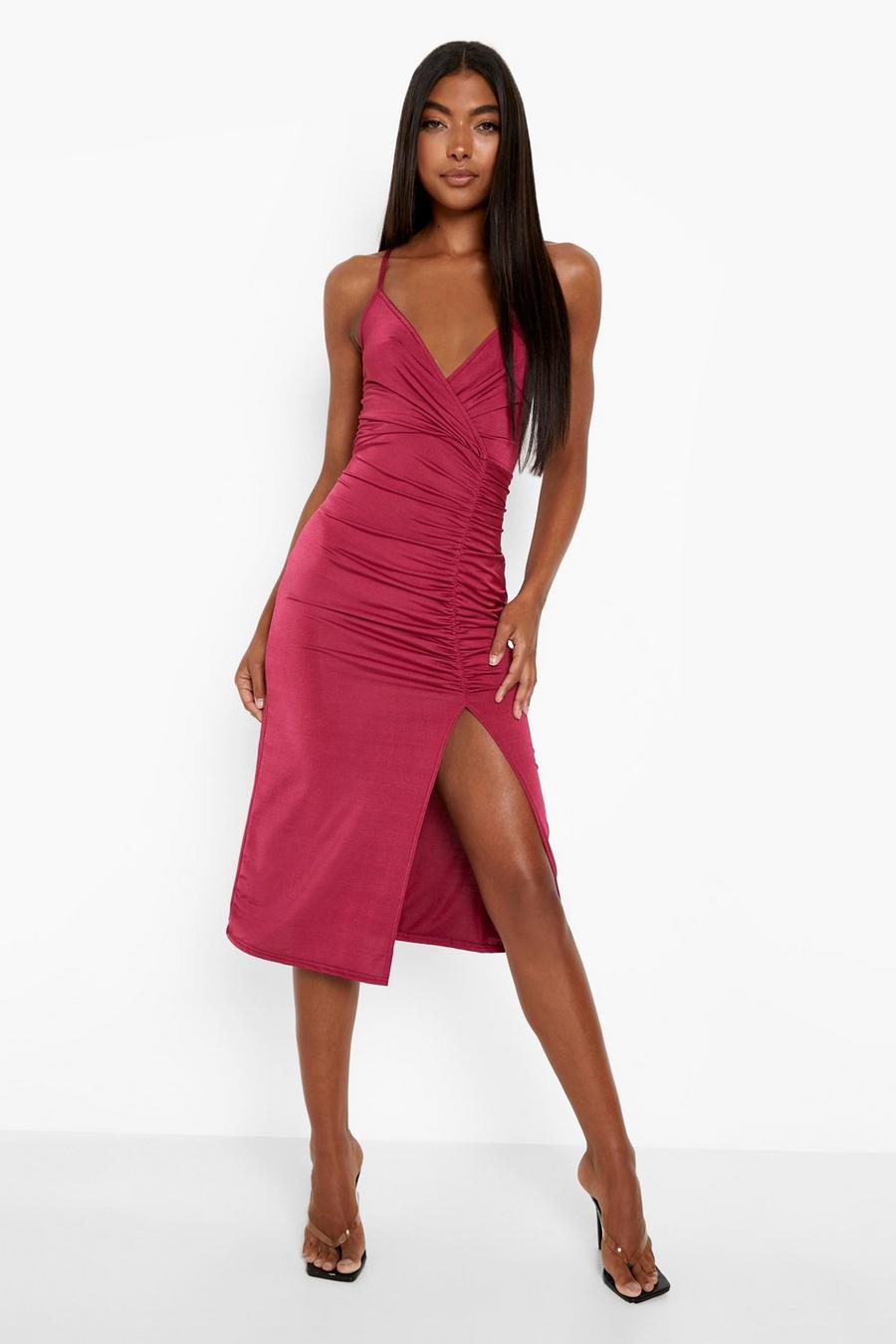 Orchid Tall Ruched Split Midi Dress image number 1