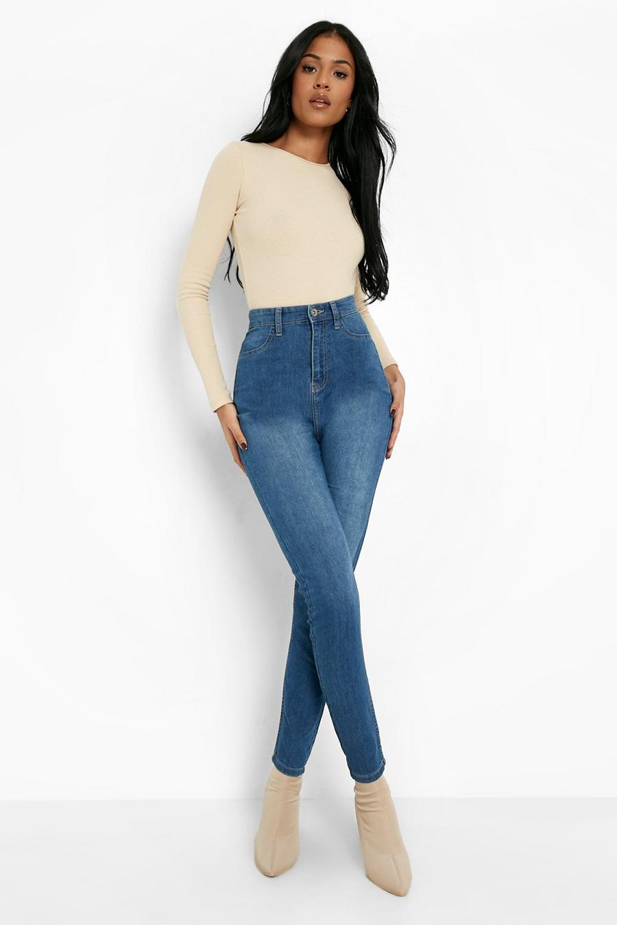 כחול טייץ ג'ינס בייסיק לנשים גבוהות
