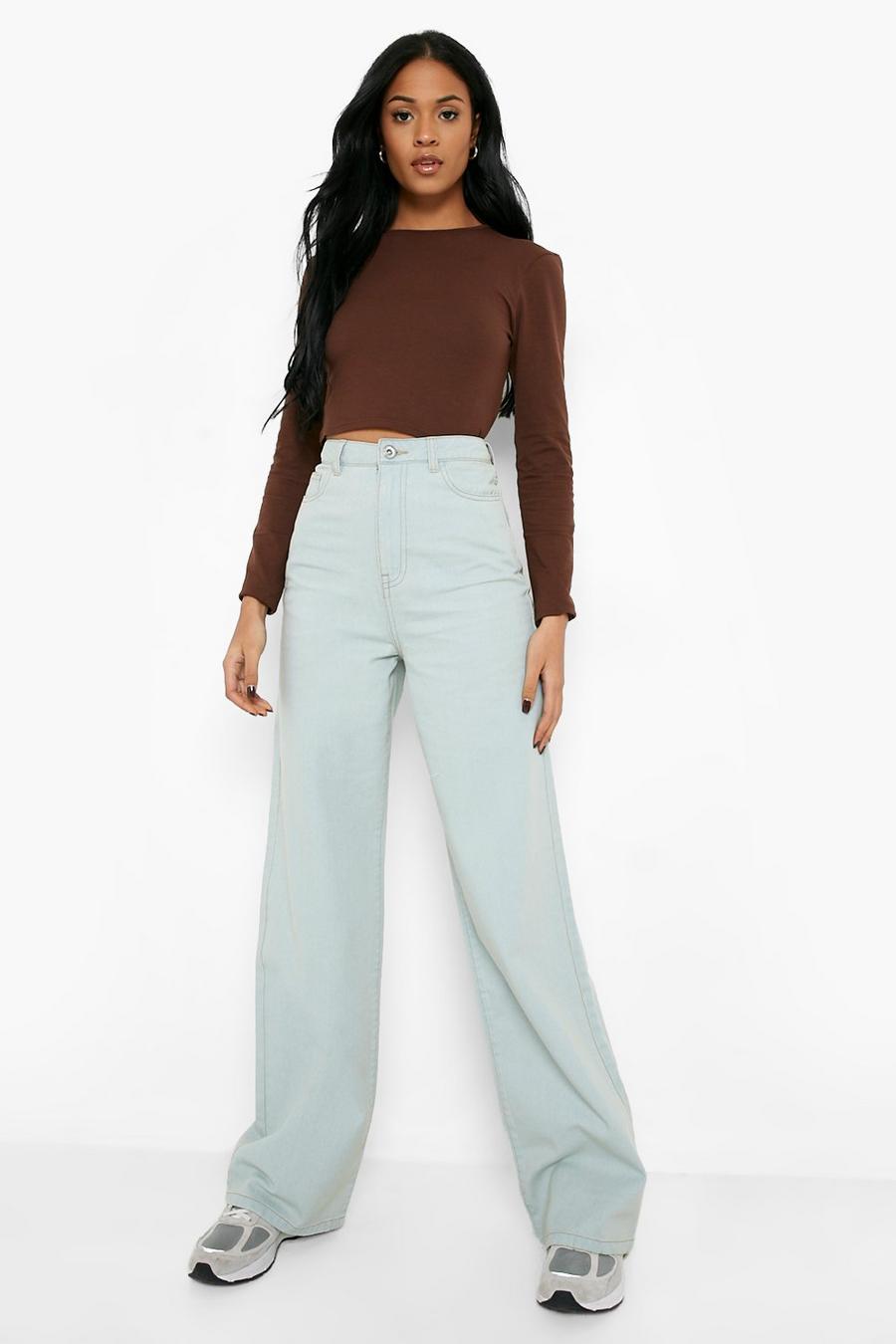 Blue Tall Wide Leg Jeans Met Hoge Taille image number 1