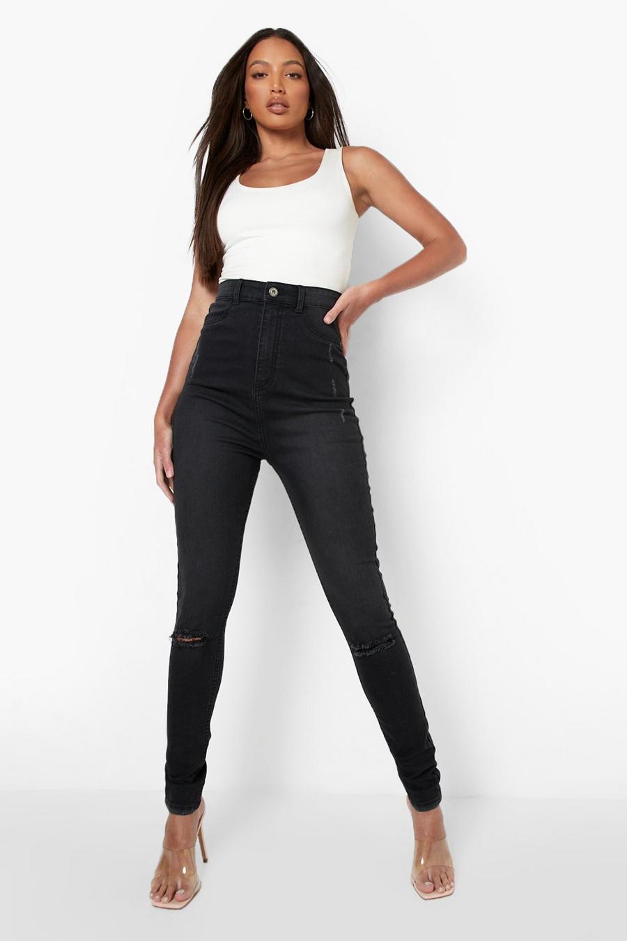 Jegging Tall con spacco sul ginocchio, Black image number 1