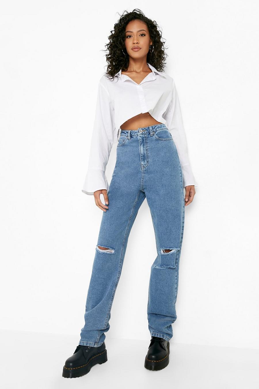 Blue Tall Rip Boyfriend Jeans image number 1